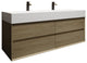 MAX 60" Double Floating Bath Vanity With Acrylic Sink, Coffee Wood