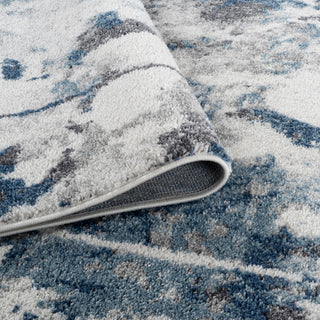 Clifton Abstract Ivory Blue Power-Loom Area Rug 5'3" x 7'6"