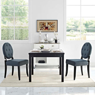 Gray Button Dining Side Chair Upholstered Fabric Set of 2