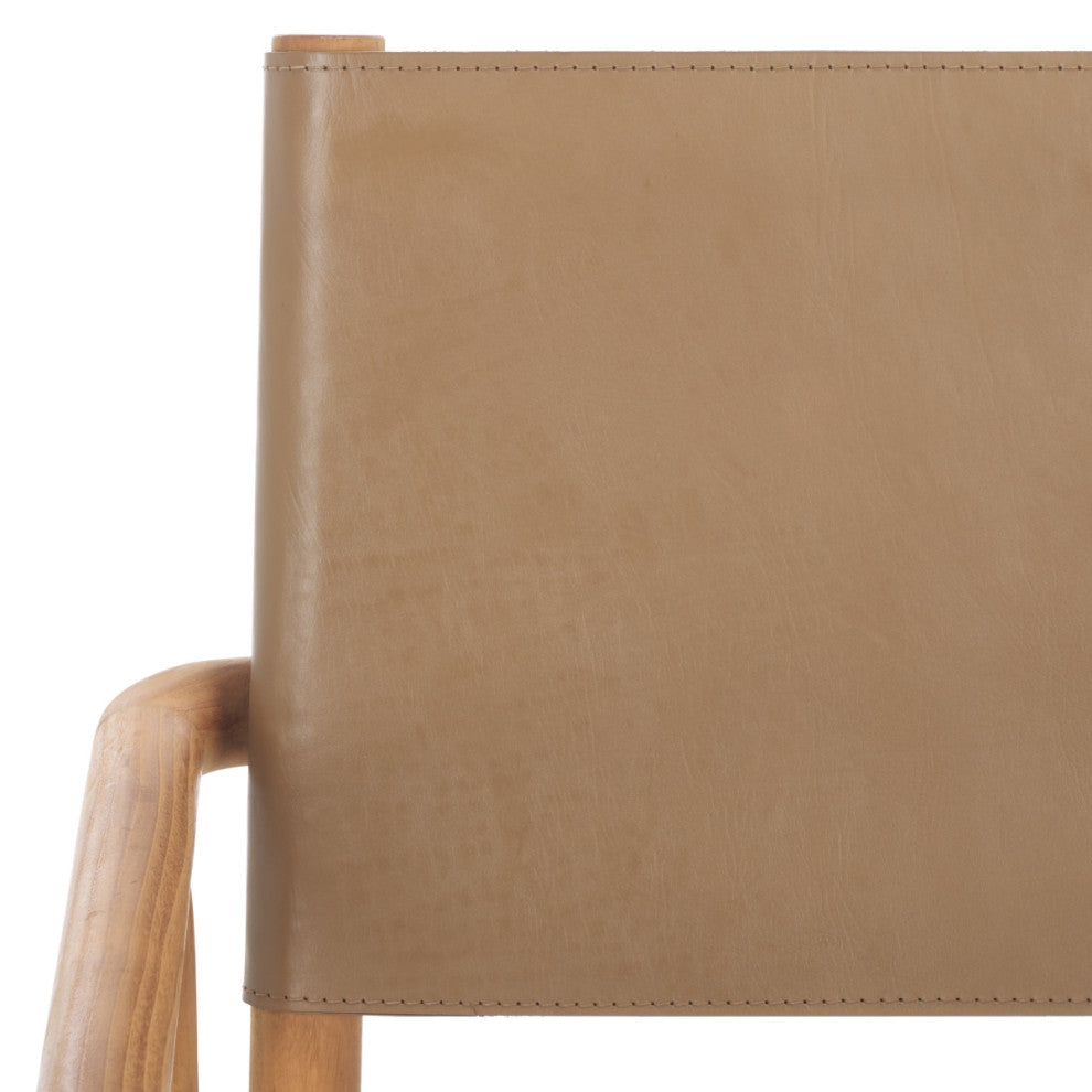 Safavieh Couture Hutson Leather Dining Chair, Brown/Natural