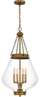 Wallace Four Light Pendant in Weathered Brass