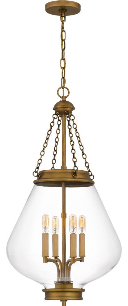 Wallace Four Light Pendant in Weathered Brass