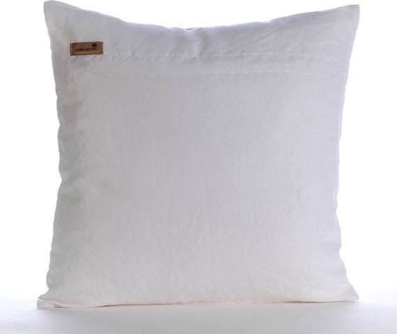 White Cotton Linen 18"x18" Indian Paisley Pillow Covers, Gold Magical Garden