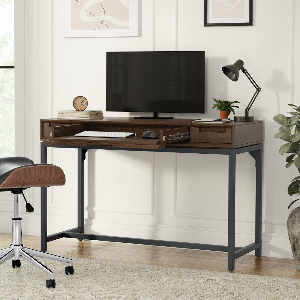 Banting Solid Hardwood Mid Century Small Desk, Walnut Brown