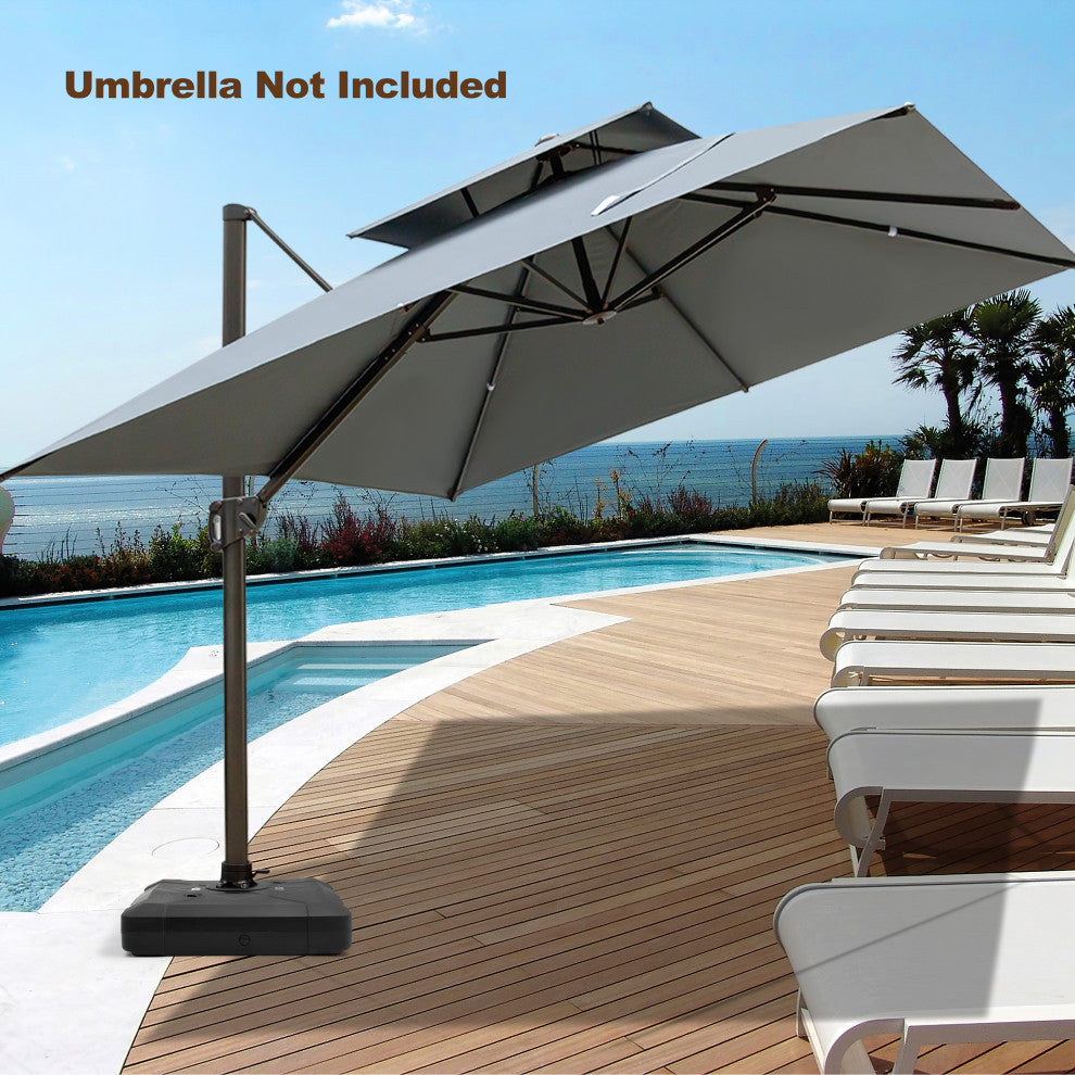 220 lbs Outdoor Patio Umbrella Base Square Umbrella Stand With Wheels, Black