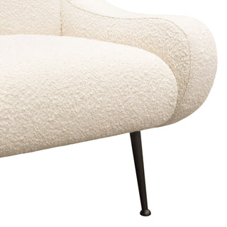 Cameron Accent Chair, Bone Boucle Textured Fabric With Black Leg