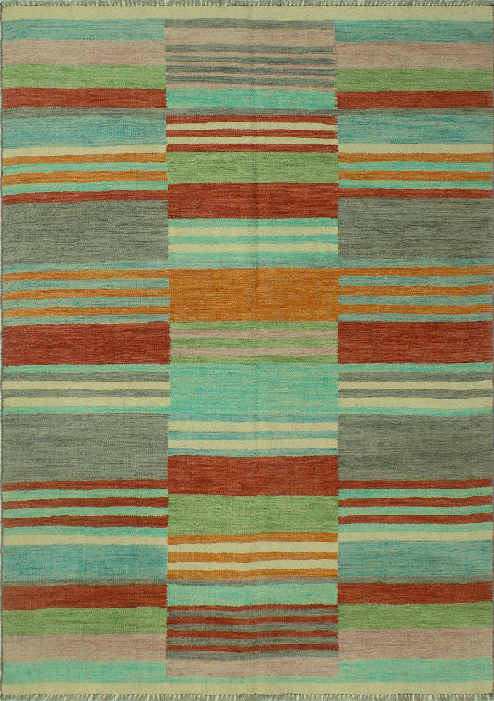 Winchester Kilim Austin Gray/Rust Rug, 5'4x7'9