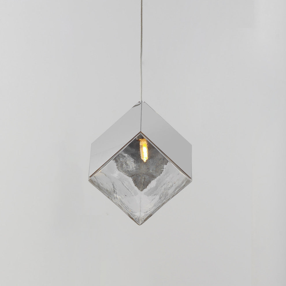 ET2 E24681 Ice Cube 8"W LED Mini Pendant - Polished Chrome / Clear