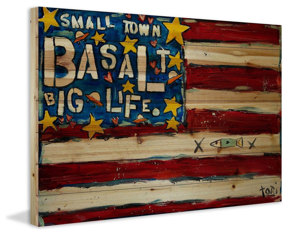 "Basalt Flag" Print on Natural Pine Wood by Tori Campisi Painting