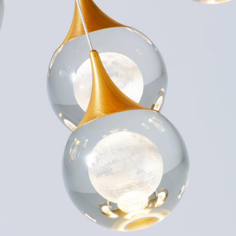MIRODEMIÂ® Pigna | Modern Crystal LED Chandelier with Hanging Balls, 6 Lights