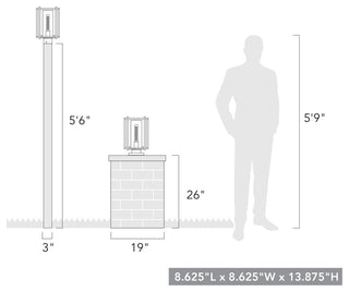 Golden Lighting 6071-OPST CLR Tribeca 14" Tall Post Light - Natural Black