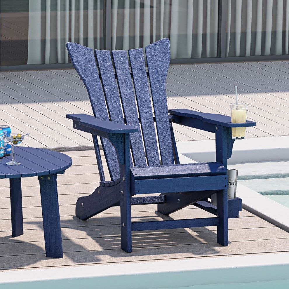 Modern Plastic Weather-Resistant Adirondack Chairs, Navy Blue