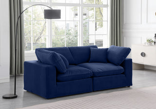 Comfy Upholstered Modular Sofa, Navy, 2-Piece: 2 Corner Chair, Velvet