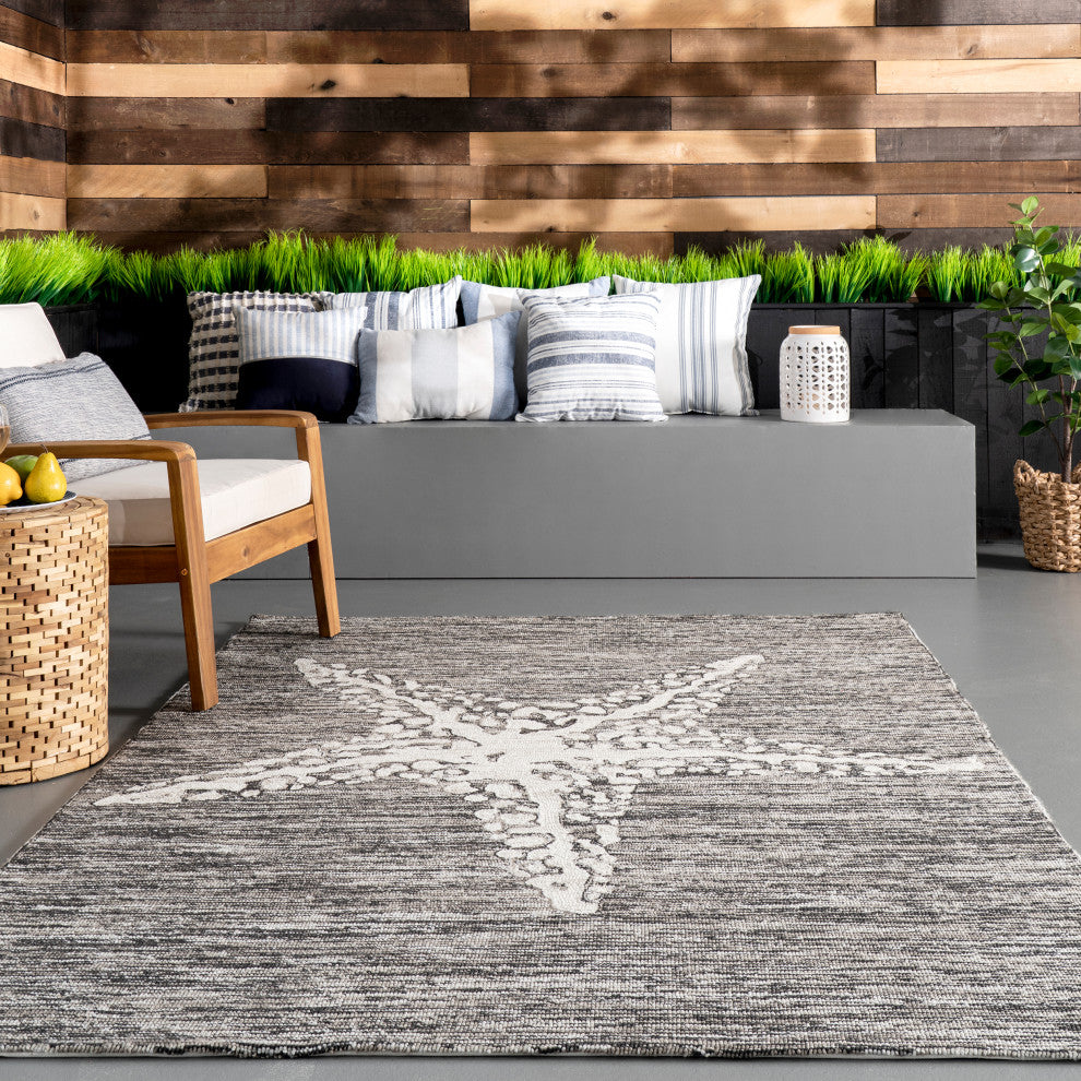 Nuloom Hacienda Starfish Indoor/Outdoor Rug, Grey 9'x12'