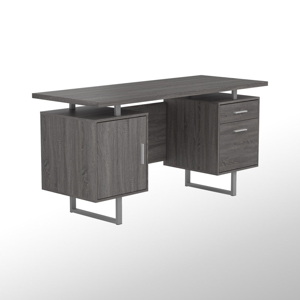 Office Desk, Weathered Gray and Silver