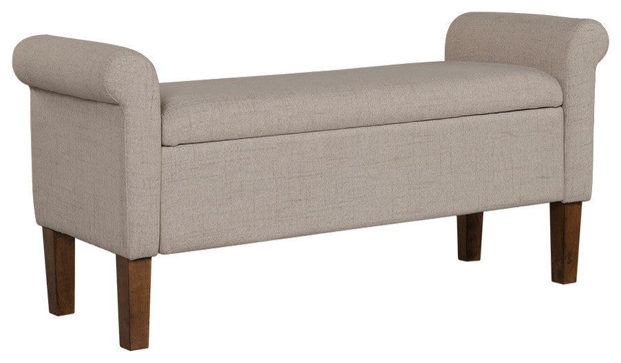 510 Design Aubrey Upholstered Storage Bench, Cream, Bench