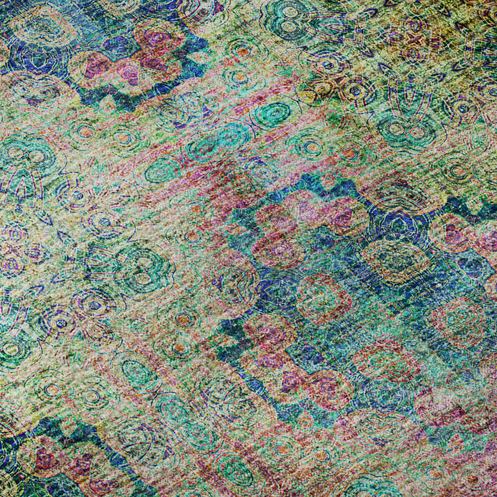 Premium Machine Washable Mayfield AMF557 Green 8' x 10' Rug