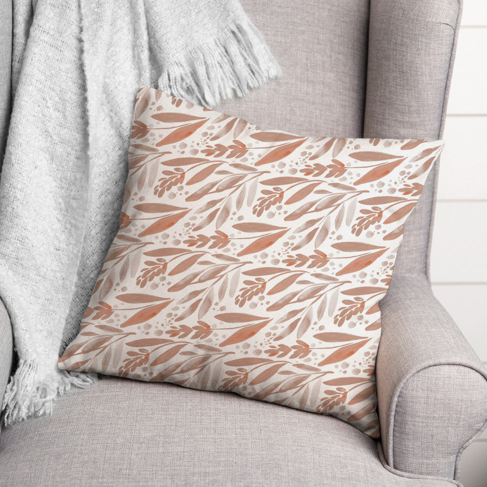 Wild Flower Peach Pillow 18x18 Spun Poly Pillow