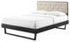 Platform Bed Frame, King Size, Wood, Black Beige, Modern Mid-Century, Bedroom