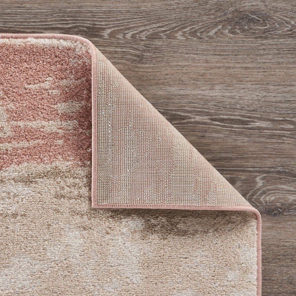 5" x 7" Blush and Beige Abstract Strokes Area Rug