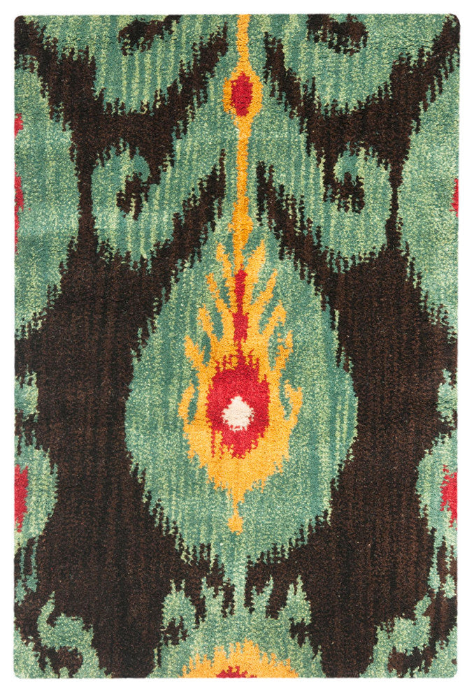 Safavieh Ikat Ikt219A Charcoal, Blue Area Rug