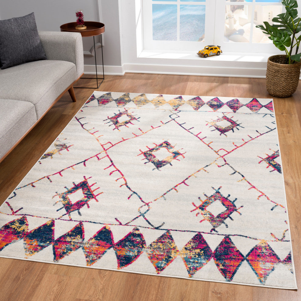 Rug Branch Contemporary Boho  Beige Blue Indoor Area Rug - 9x12