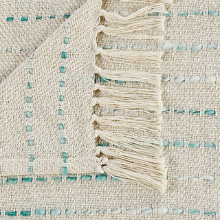 Shimmer Stripe Woven Throw Blanket with Fringe, Teal