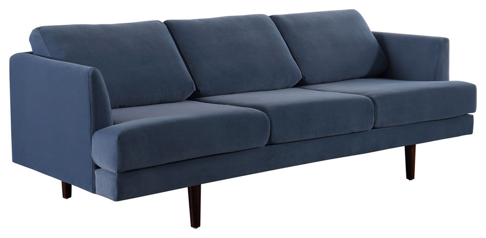 Minae Modern Contemporary Velvet Sofa, Blue