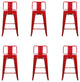 Lowback Red Metal Bar Stools, Set of 6