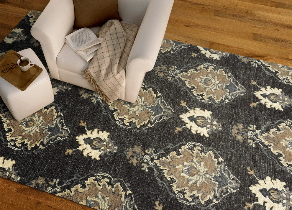 Kaleen Hand-Tufted Brooklyn Wool Rug, Charcoal, 9''6"x13''