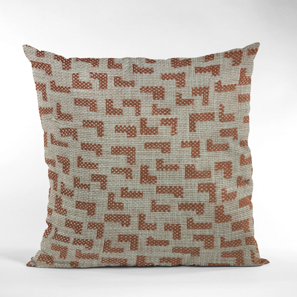 Plutus Brown Beige Angles Abstract Luxury Throw Pillow, 18"x18"