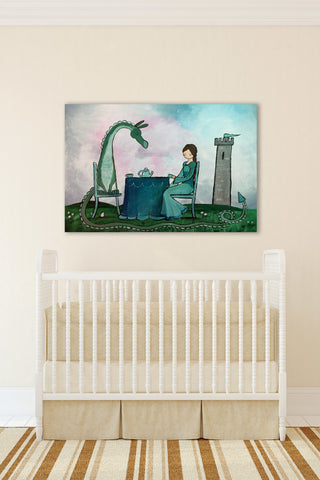 "Tea With a Dragon" Painting Print on Wrapped Canvas