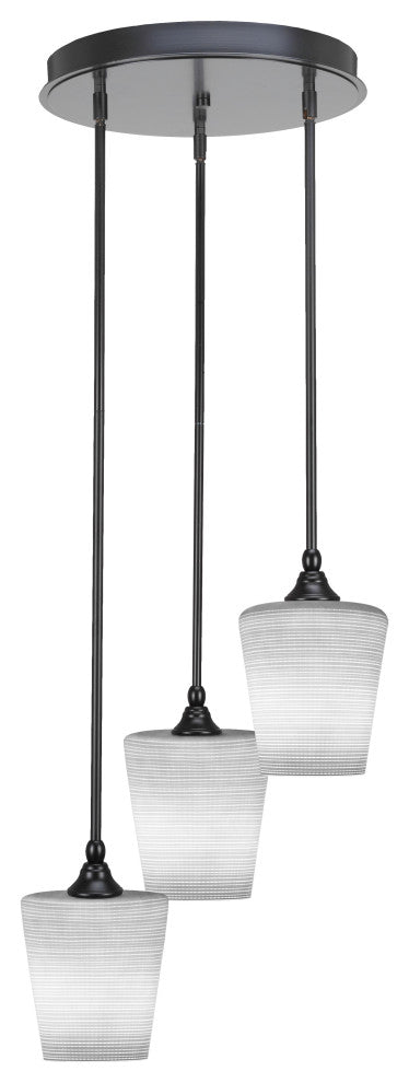 Empire 3-Light Cluster Pendalier, Matte Black/White Matrix
