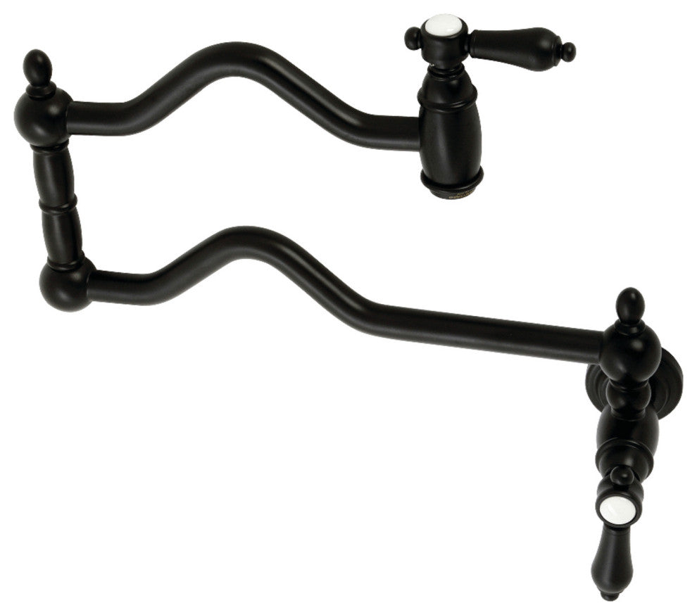 Kingston Brass KS2100BAL Heirloom Wall Mount Pot Filler, Matte Black