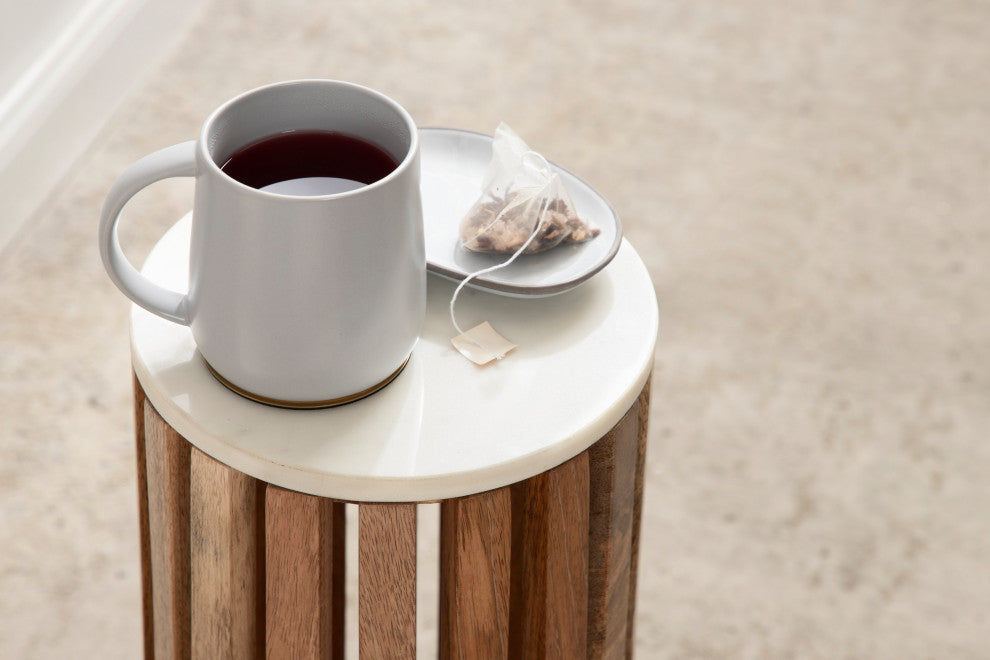 Paynter Marble Drink Table, Natural, 9"