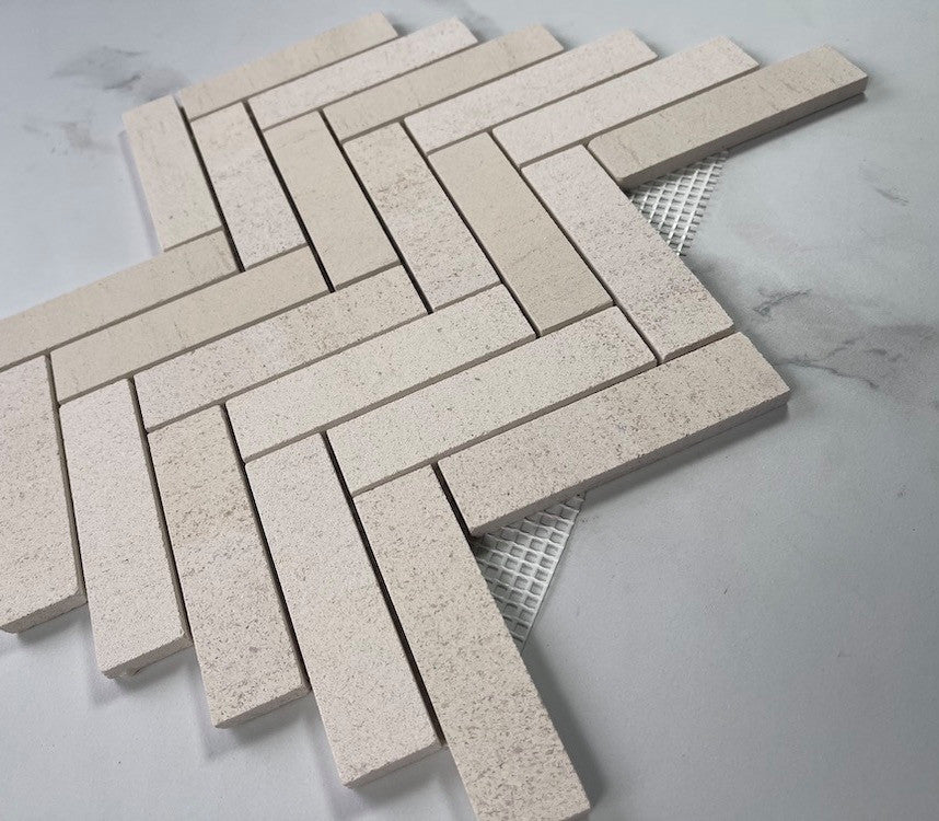 Golden Beach Moleanos Beige Limestone 1x4 Herringbone Tile Honed, 1 sheet