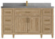 Santa Monica 60 Single Sink Bathroom Vanity in Whitewashed Teak 2" Piatra Gray