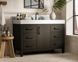 Home Living 48" Single Bathroom Vanity, Mocha Brown With Backsplash