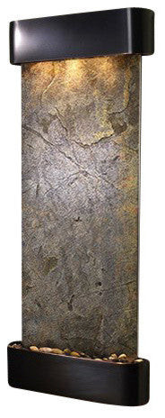 Inspiration Falls Wall Fountain, Blackened Copper, Green Featherstone, Round Fra