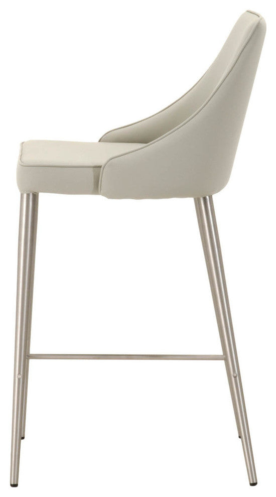 Benzara BM174108 Upholstered Counter Height Stool With Footrest Light Gray