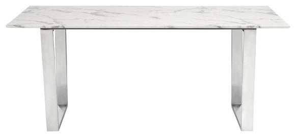 70.9" X 35.4" X 29.7" Stone And Brushed Atlas White Dining Table