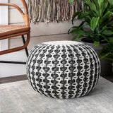Pasargad Home Santorini Cotton Pouf, Ivory and Grey