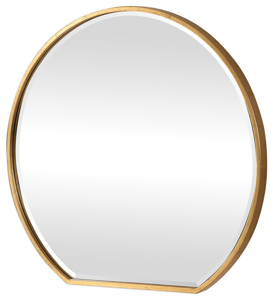 Luxe Gold Iron Round Arch Wall Mirror, 42" Sunrise Vanity Circle Thin Frame