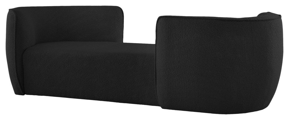 Hilton Boucle Fabric Upholstered Chaise Lounge, Black