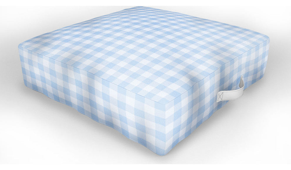 Colour Poems Gingham Pattern Blue Outdoor Floor Cushion