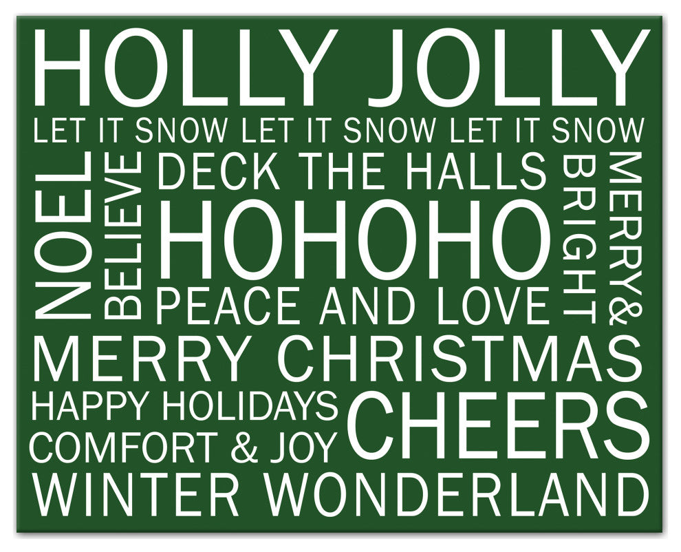 Christmas Sayings Green 2 16x20 Canvas Wall Art