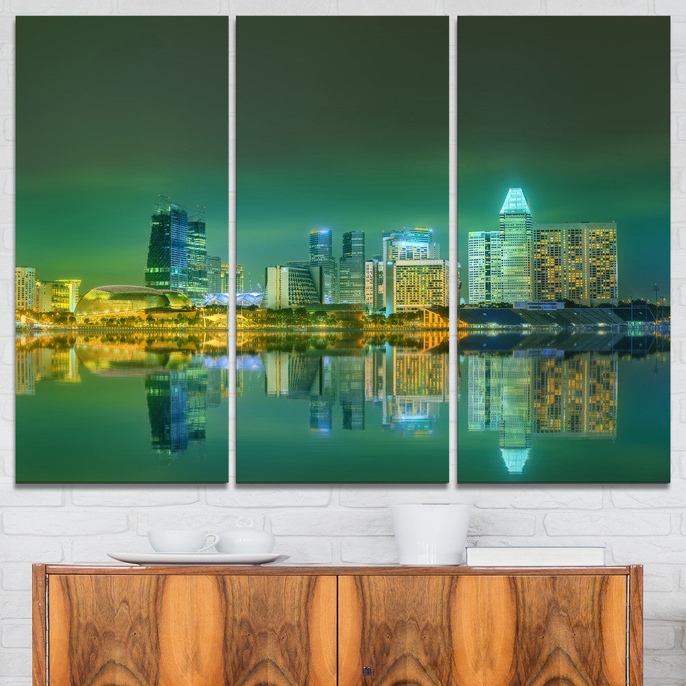 "Singapore View from Marina Bay" Skyline Photo Canvas Print, 3 Panels, 36"x28"