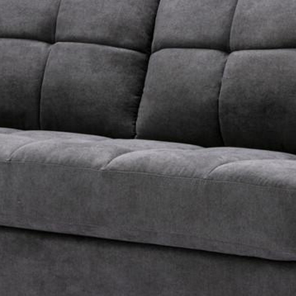 Benzara BM287970 Odin 2 Piece Sofa and Loveseat Set, Tufted Cushions, Gray