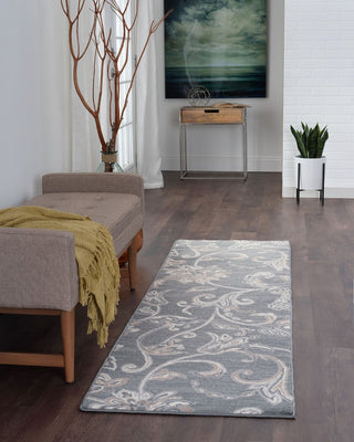 Garland Transitional Floral Dark Gray Runner Rug, 2'x10'