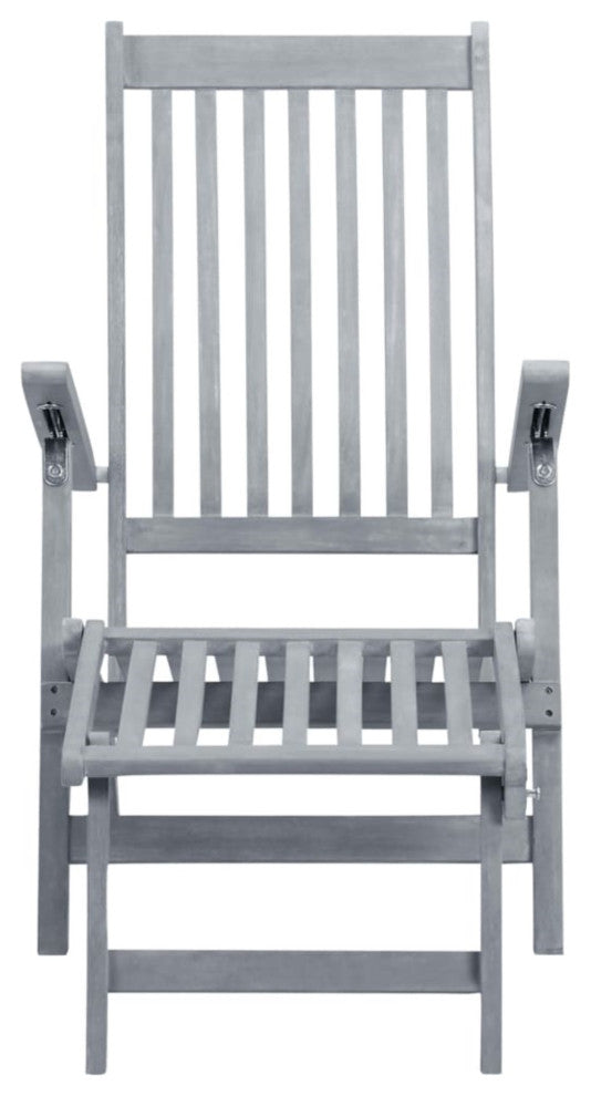 Vidaxl Outdoor Deck Chair With Footrest And Cushion Solid Acacia Wood